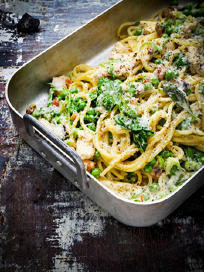 Pasta Carbonara & Greens